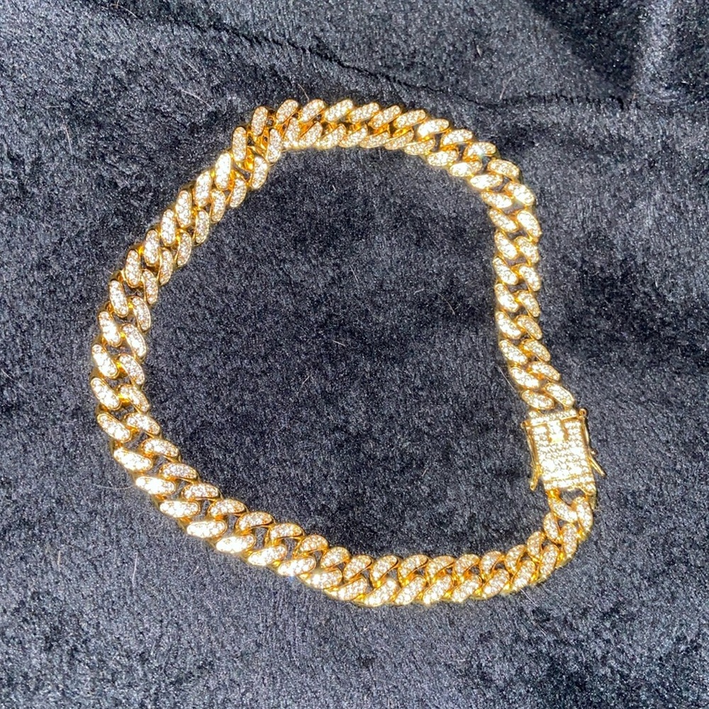 Gold Cuban Link Rhinestone Dog Necklace